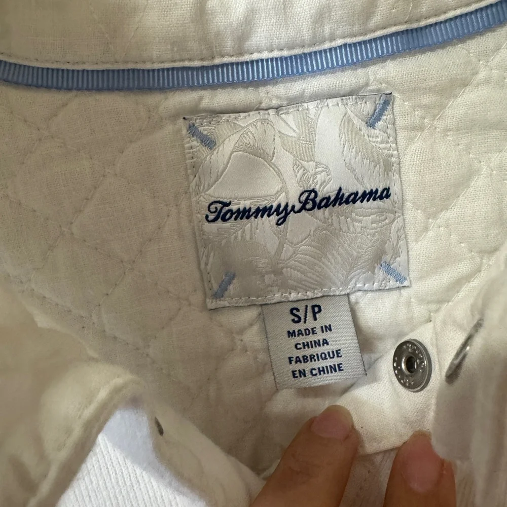 Tommy Bahama Aruba‎ Quilted Pullover Sweater S Small Linen Half Snap Button